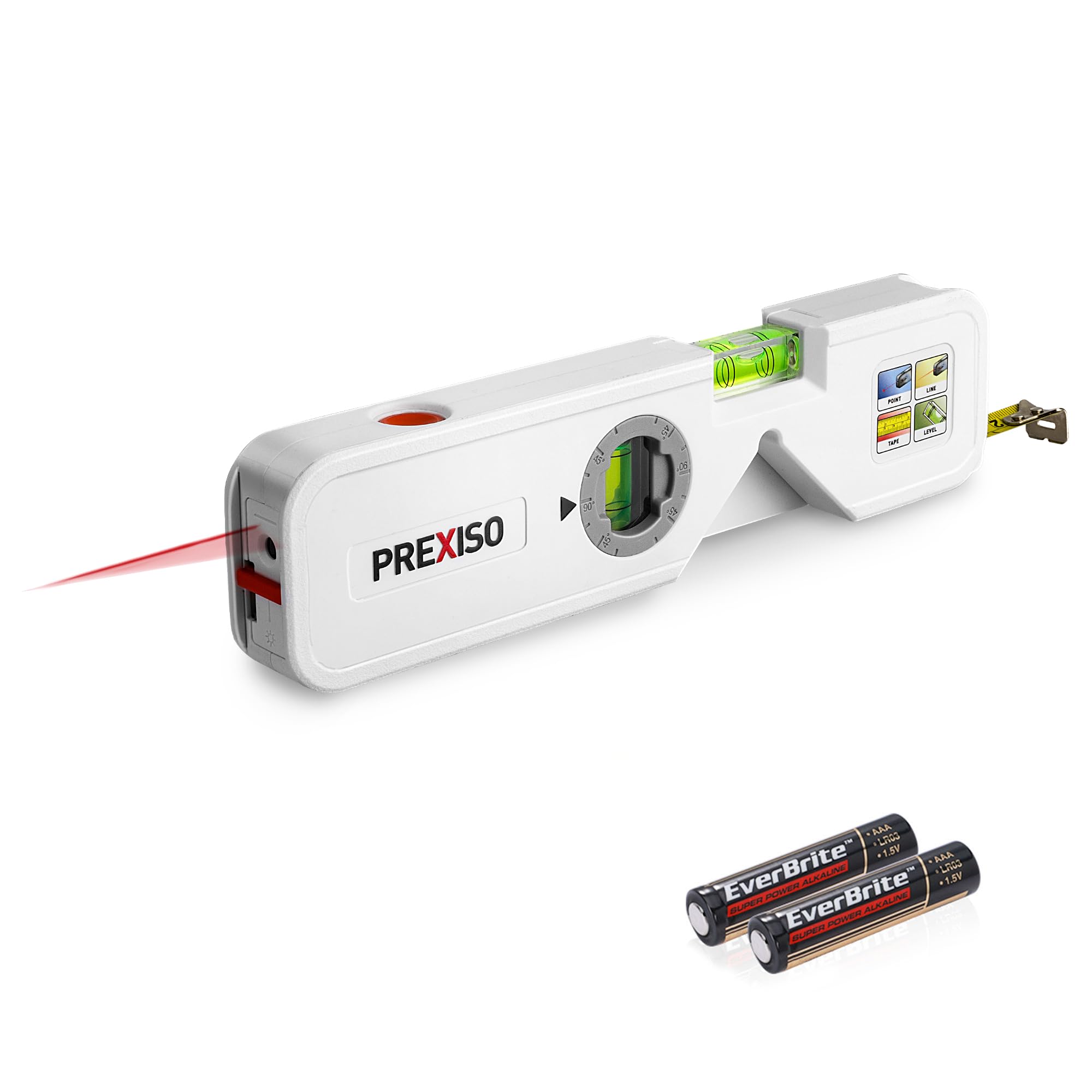 レーザー式水平器 Amazon | PREXISO 水平器 レーザーレベル 1台4役 角度計 ミニレベル